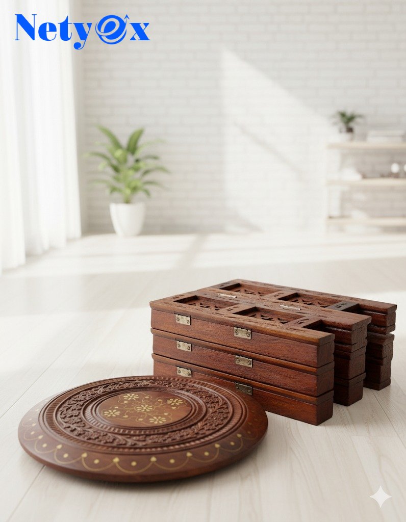 Wooden End Table Antique Wooden Round Shape Legged Stool