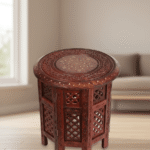 Wooden End Table Antique Wooden Round Shape Legged Stool