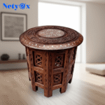 Wooden End Table Antique Wooden Round Shape Legged Stool