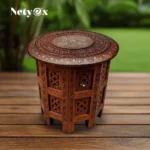 Wooden End Table Antique Wooden Round Shape Legged Stool