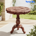 Wooden Round Side Coffee Table with Brass, Outdoor