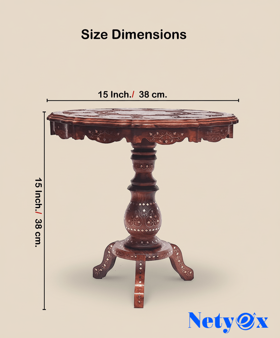 Wooden Round Side Coffee Table with Brass, Outdoor