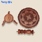 Wooden Round Side Coffee Table with Brass, Outdoor