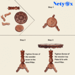 Wooden Round Side Coffee Table with Brass, Outdoor