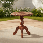 Wooden Round Side Coffee Table with Brass, Outdoor