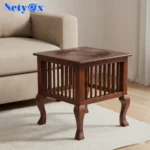 Wooden Stool Side Table Brown Antique Finish