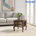 Wooden Stool Side Table Brown Antique Finish