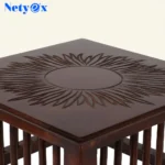 Wooden Stool Side Table Brown Antique Finish