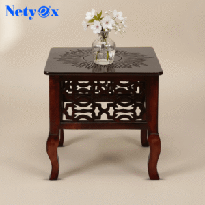 Beautiful Handmade Wooden Stool with an Antique Brown Finish