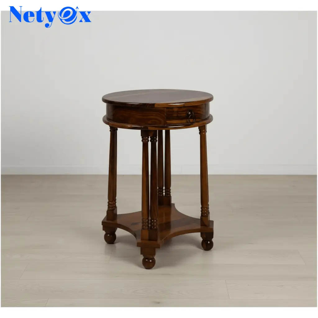 Solid Sheesham Wood Round Telephonic Side Table