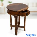Solid Sheesham Wood Round Telephonic Side Table