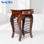 Wooden Bedside Table with Drawer Storage Shelf