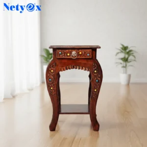 Wooden Bedside Table with Drawer Storage Shelf