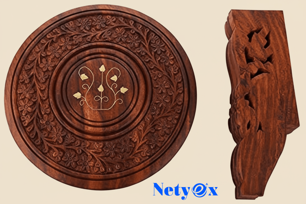 Wooden Hand-Crafted Folding Side Stool for Living Room and Office