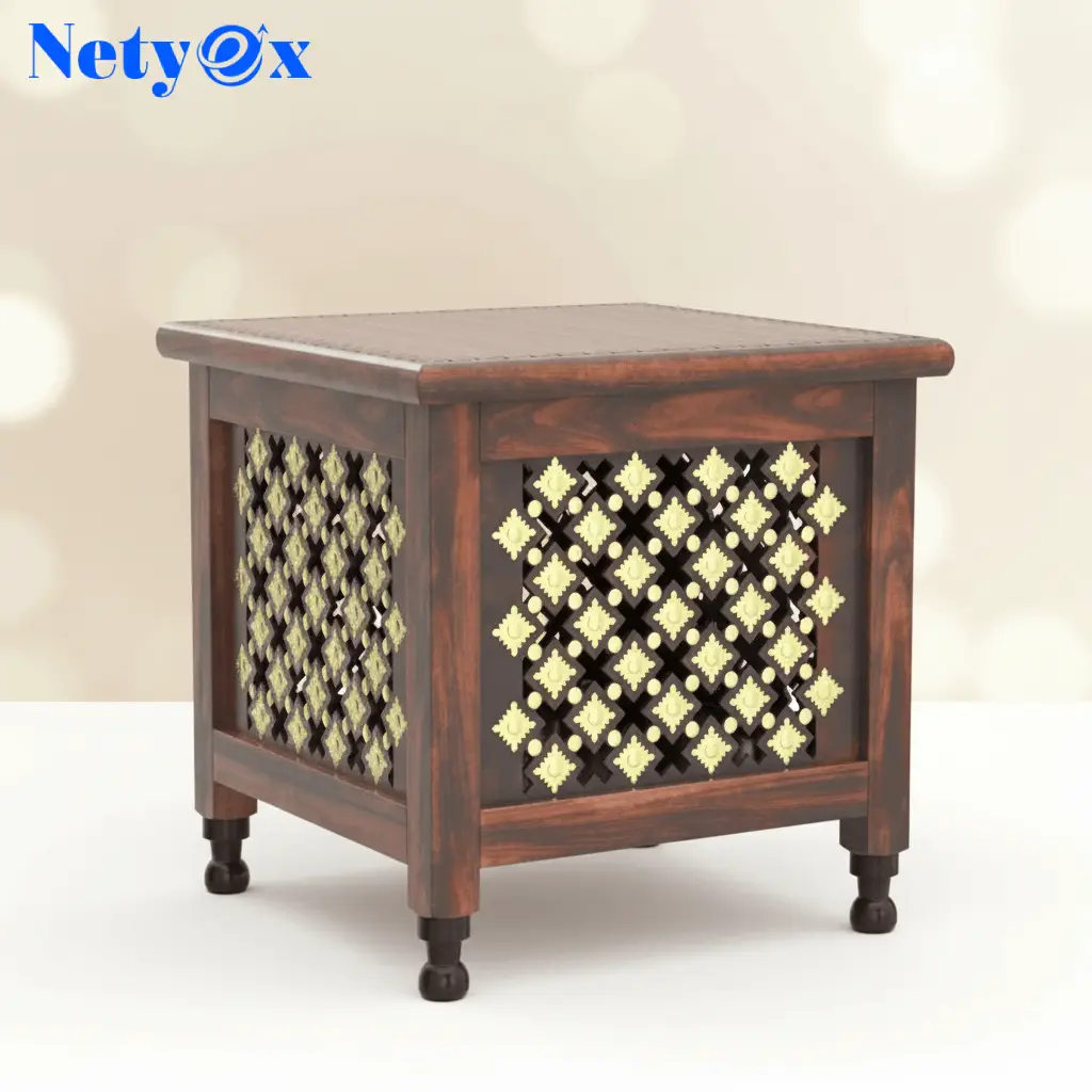 Wooden Stool with Storage