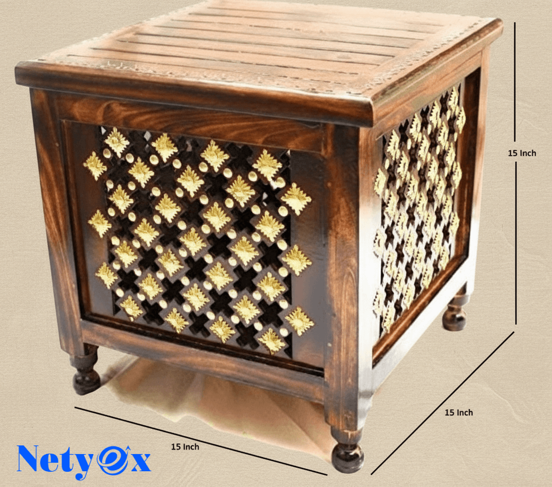 Wooden Stool with Storage