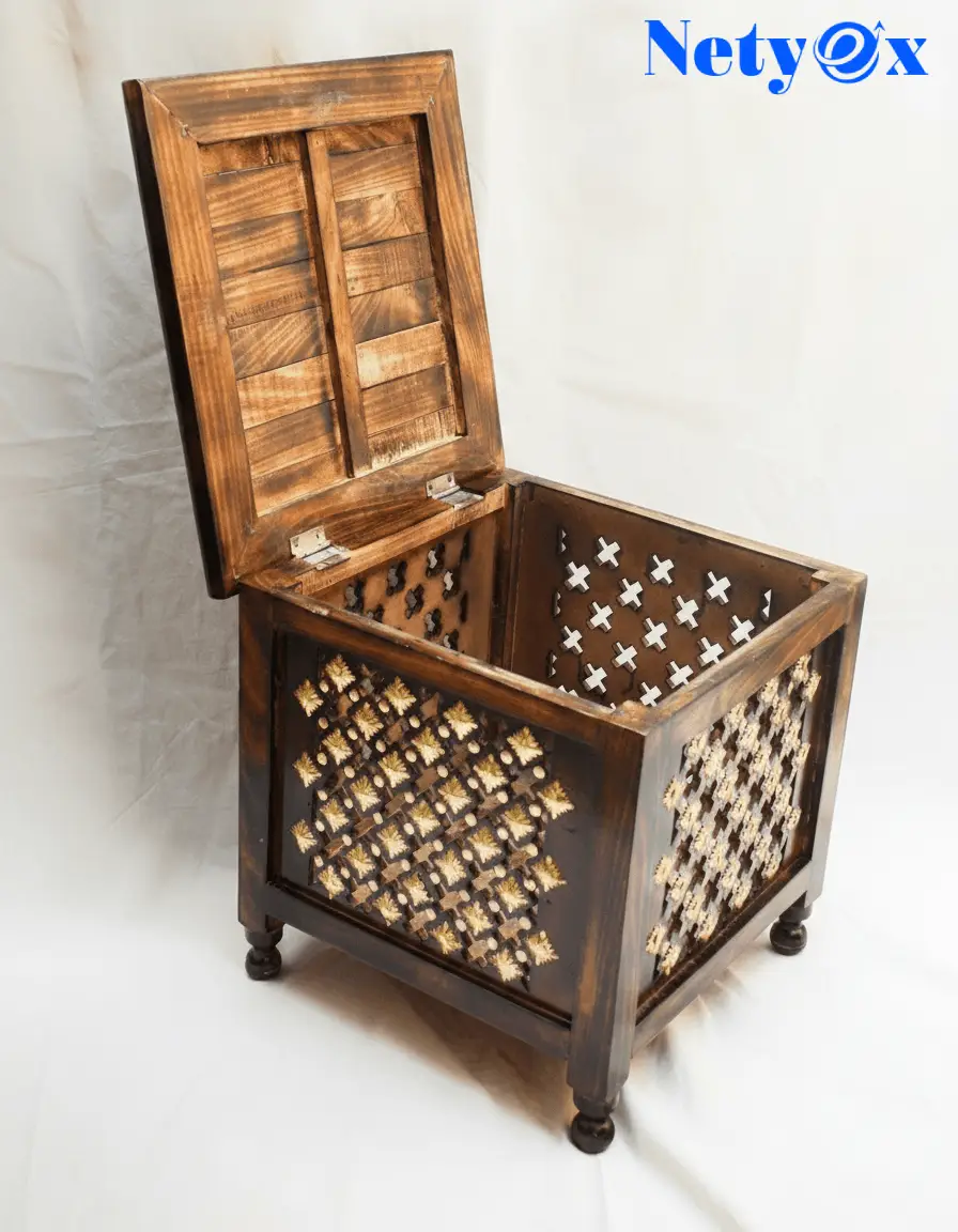 Wooden Stool with Storage