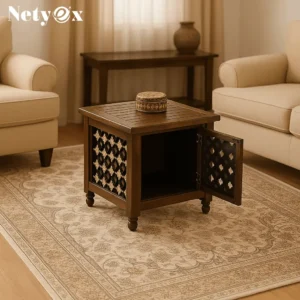 Wooden Stool with Storage