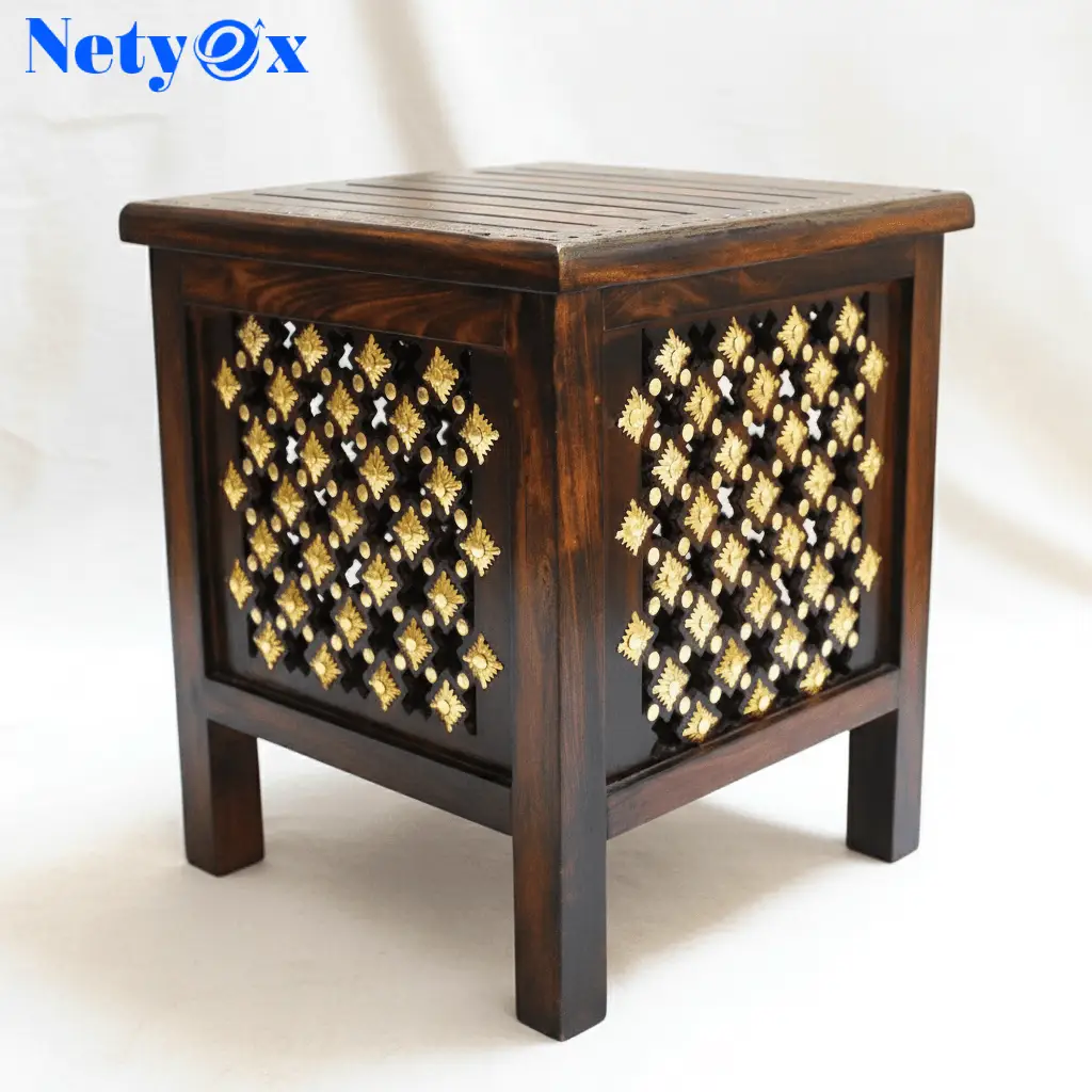 Wooden Stool with Storage