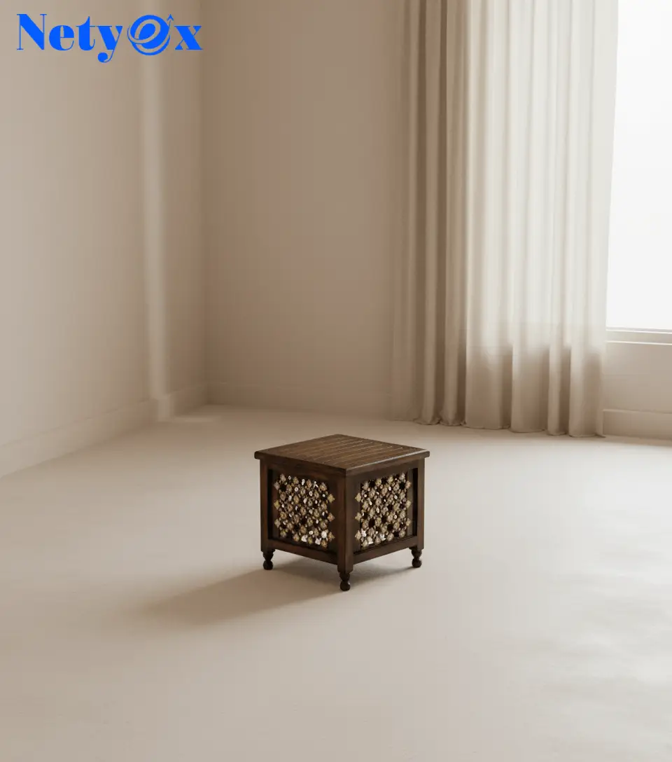 Wooden Stool with Storage