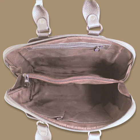 Beige Premium Genuine Leather Women’s Handbag