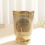 Brass Engraved Peacock Glass Set