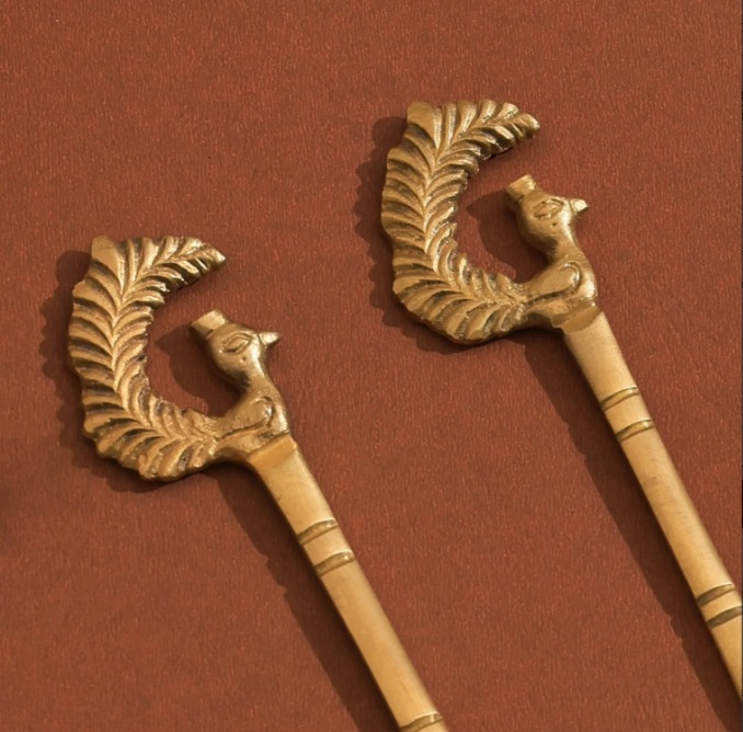 Brass Handcrafted Butter Knife with Peacock Handle