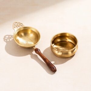 Brass Tea Strainer with Matching Bowl