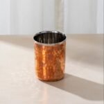 Copper Steel Thali Set with Shiny Curved Look