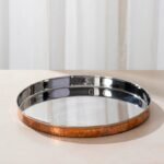 Copper Steel Thali Set with Shiny Curved Look
