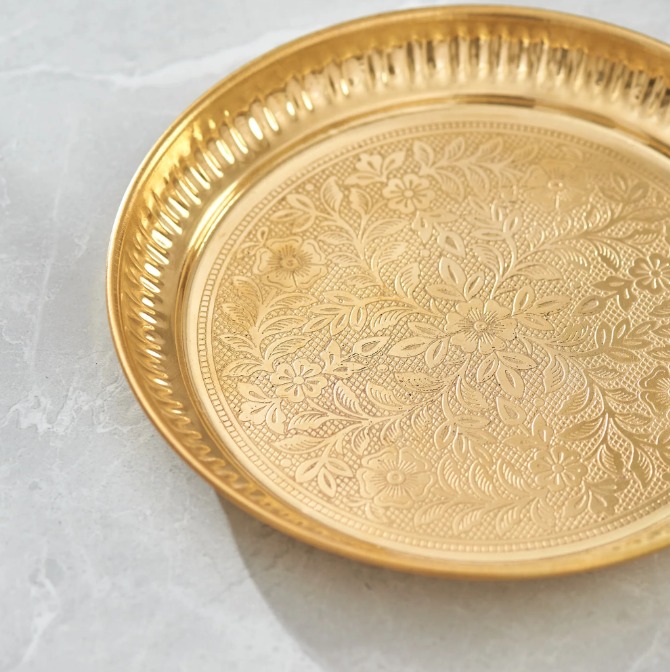 Handcrafted 10-Inch Pure Brass Plate