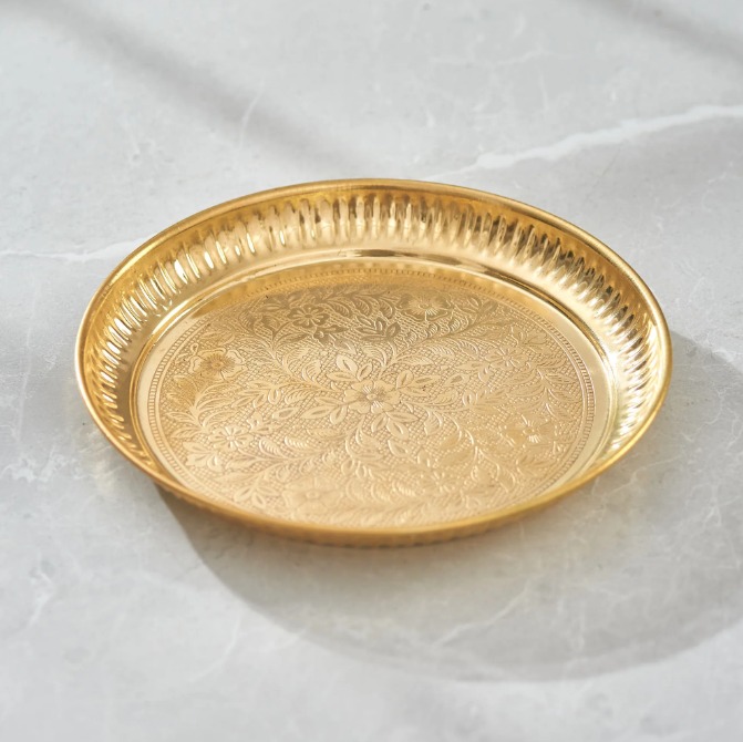 Handcrafted 10-Inch Pure Brass Plate