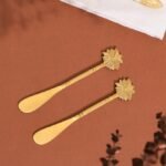 Handcrafted Brass Butter Knife with Leaf Motif Handle