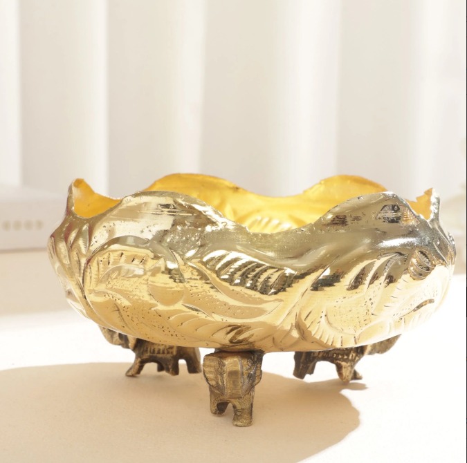 Handcrafted Brass Dry Fruit Bowl – 4 Inch
