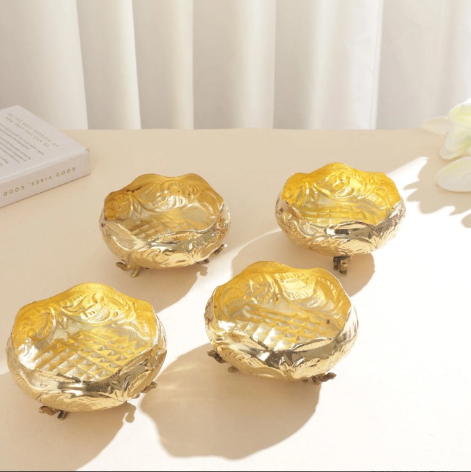 Handcrafted Brass Dry Fruit Bowl – 4 Inch