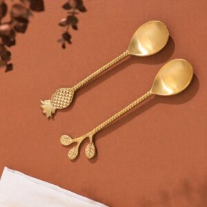 Handcrafted Brass Spoon Set with Nature-Inspired Design