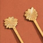 Premium Brass Spoon Set Featuring Elegant Leaf Motif Handles