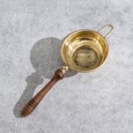 Premium Brass Tea Strainer Duo with Polished Wooden Handles