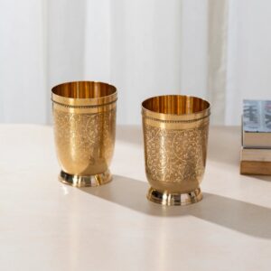 Pure Brass Engraved Glass Set