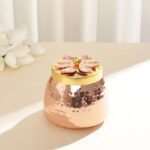 Set of 3 Copper-Finish Dry Fruit Containers with Sleek Serving Tray