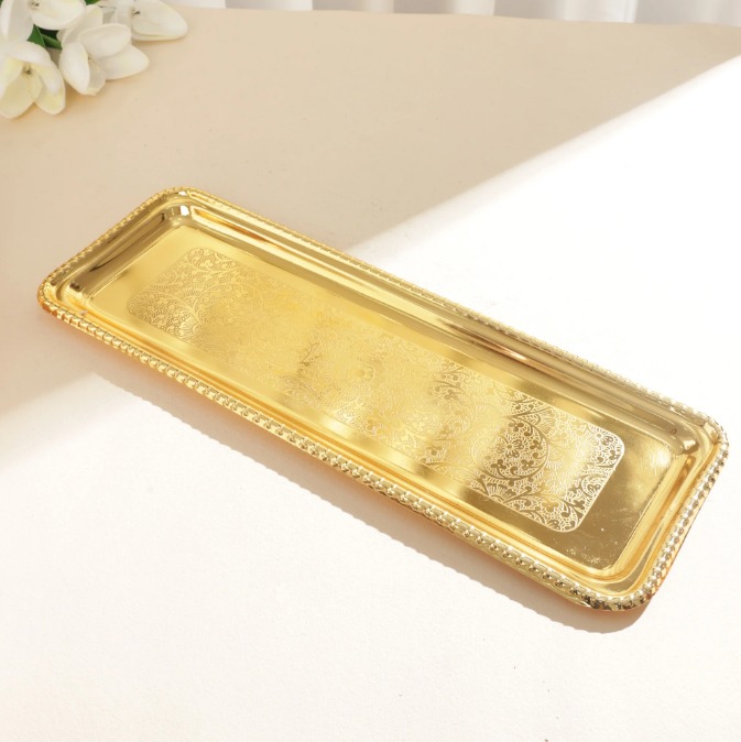 Set of 3 Copper-Finish Dry Fruit Containers with Sleek Serving Tray