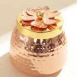 Set of 3 Copper-Finish Dry Fruit Containers with Sleek Serving Tray