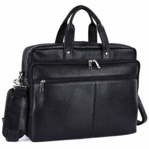 Premium Black Genuine Leather Laptop Bag