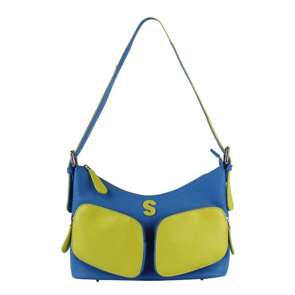 Premium Dual-Tone Pebbled Leather Shoulder Bag