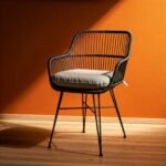 Modern Garden Patio Rattan Armchair with Metal Frame