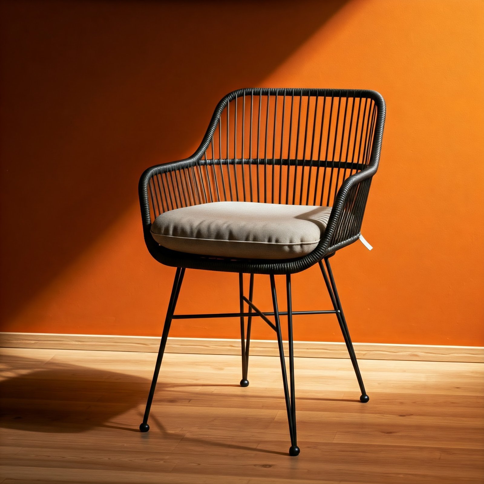 Modern Garden Patio Rattan Armchair with Metal Frame