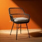 Modern Garden Patio Rattan Armchair with Metal Frame