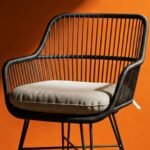 Modern Garden Patio Rattan Armchair with Metal Frame