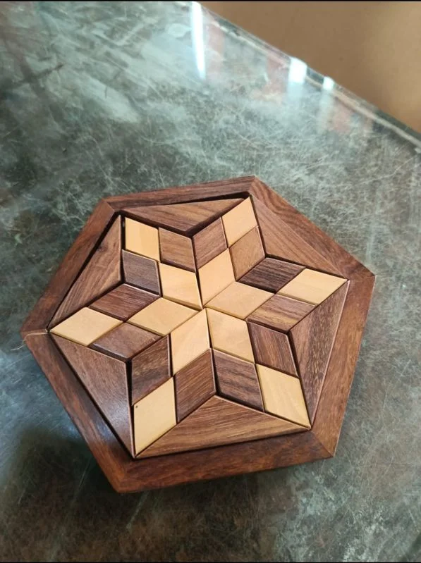 Brown Wooden Jigsaw Puzzle (6.5 x 6.5 Inches, Natural Finish)