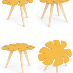 Leaf Shape Wooden Side Table